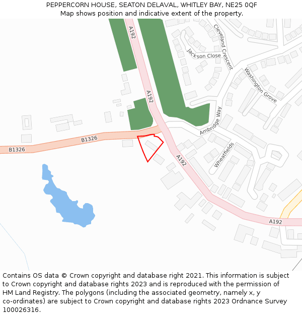 PEPPERCORN HOUSE, SEATON DELAVAL, WHITLEY BAY, NE25 0QF: Location map and indicative extent of plot