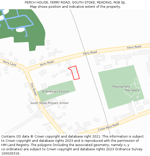 PERCH HOUSE, FERRY ROAD, SOUTH STOKE, READING, RG8 0JL: Location map and indicative extent of plot