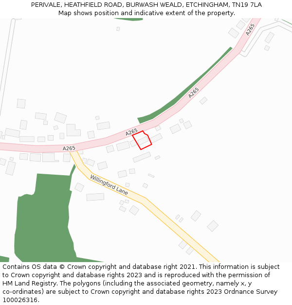 PERIVALE, HEATHFIELD ROAD, BURWASH WEALD, ETCHINGHAM, TN19 7LA: Location map and indicative extent of plot