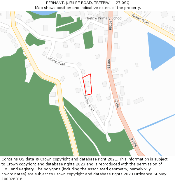 PERNANT, JUBILEE ROAD, TREFRIW, LL27 0SQ: Location map and indicative extent of plot