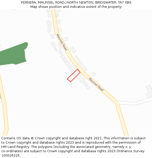 PERNERA, MAUNSEL ROAD, NORTH NEWTON, BRIDGWATER, TA7 0BS: Location map and indicative extent of plot