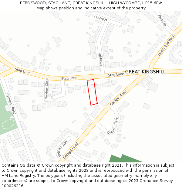 PERRISWOOD, STAG LANE, GREAT KINGSHILL, HIGH WYCOMBE, HP15 6EW: Location map and indicative extent of plot