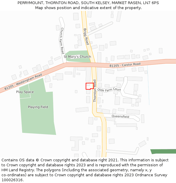 PERRYMOUNT, THORNTON ROAD, SOUTH KELSEY, MARKET RASEN, LN7 6PS: Location map and indicative extent of plot