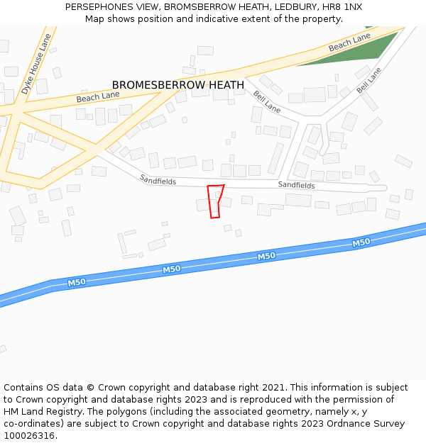 PERSEPHONES VIEW, BROMSBERROW HEATH, LEDBURY, HR8 1NX: Location map and indicative extent of plot