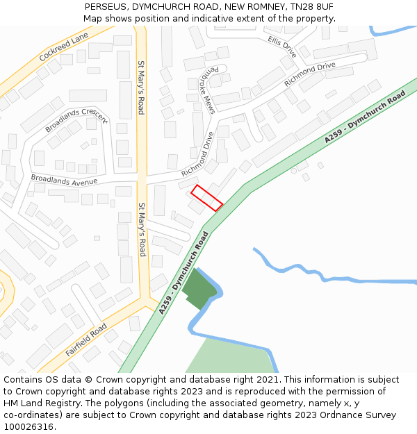 PERSEUS, DYMCHURCH ROAD, NEW ROMNEY, TN28 8UF: Location map and indicative extent of plot