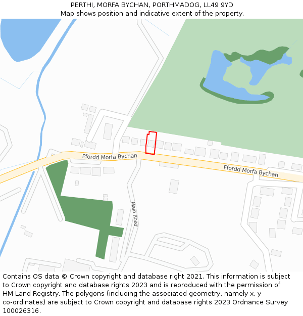 PERTHI, MORFA BYCHAN, PORTHMADOG, LL49 9YD: Location map and indicative extent of plot