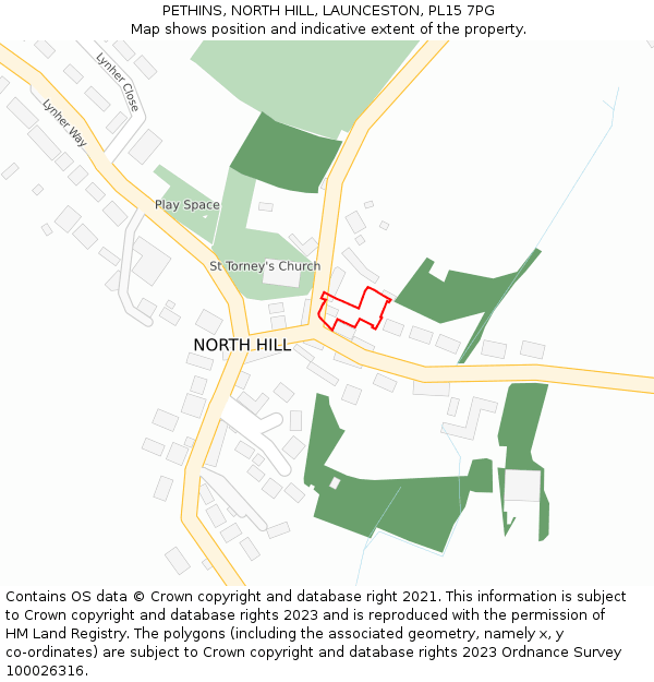 PETHINS, NORTH HILL, LAUNCESTON, PL15 7PG: Location map and indicative extent of plot