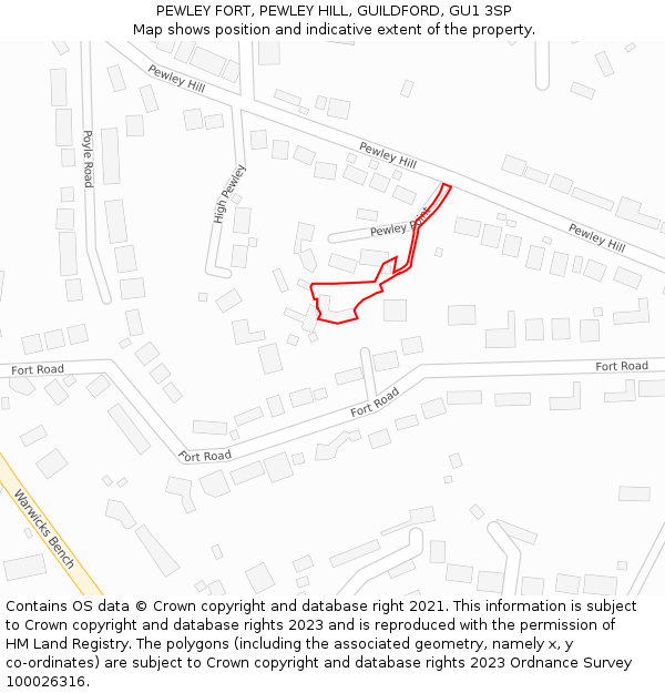 PEWLEY FORT, PEWLEY HILL, GUILDFORD, GU1 3SP: Location map and indicative extent of plot