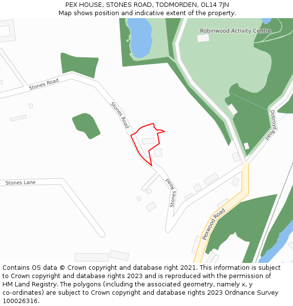 PEX HOUSE, STONES ROAD, TODMORDEN, OL14 7JN: Location map and indicative extent of plot