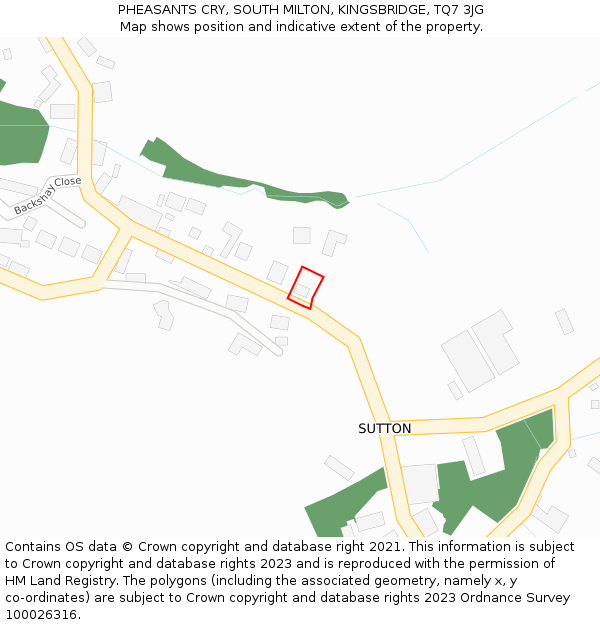 PHEASANTS CRY, SOUTH MILTON, KINGSBRIDGE, TQ7 3JG: Location map and indicative extent of plot