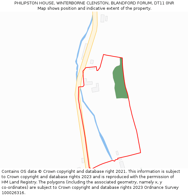 PHILIPSTON HOUSE, WINTERBORNE CLENSTON, BLANDFORD FORUM, DT11 0NR: Location map and indicative extent of plot