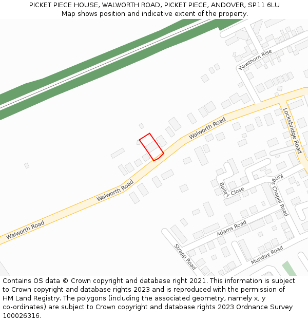 PICKET PIECE HOUSE, WALWORTH ROAD, PICKET PIECE, ANDOVER, SP11 6LU: Location map and indicative extent of plot