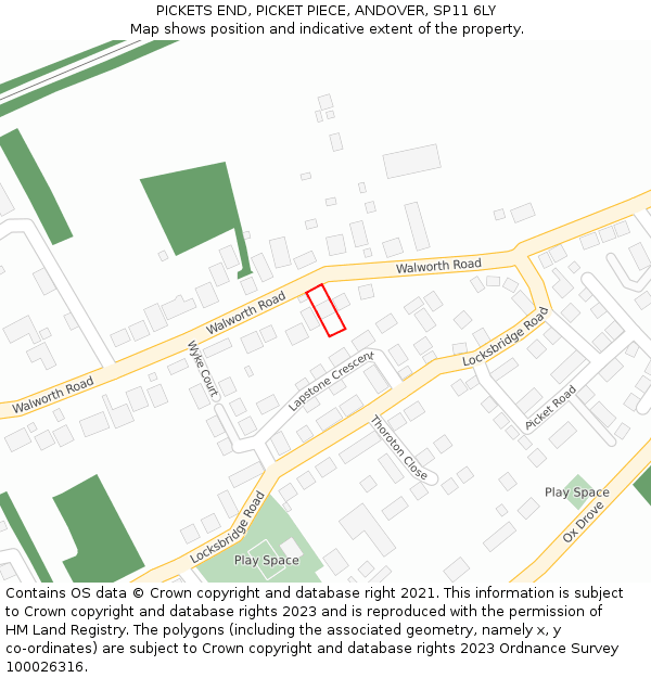 PICKETS END, PICKET PIECE, ANDOVER, SP11 6LY: Location map and indicative extent of plot