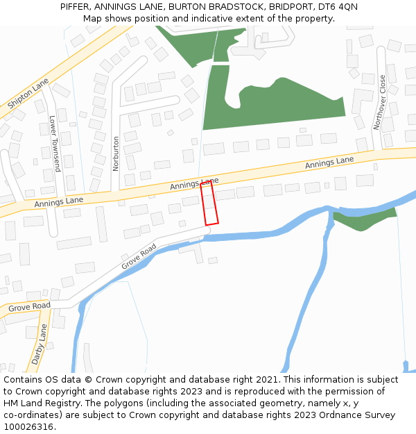 PIFFER, ANNINGS LANE, BURTON BRADSTOCK, BRIDPORT, DT6 4QN: Location map and indicative extent of plot