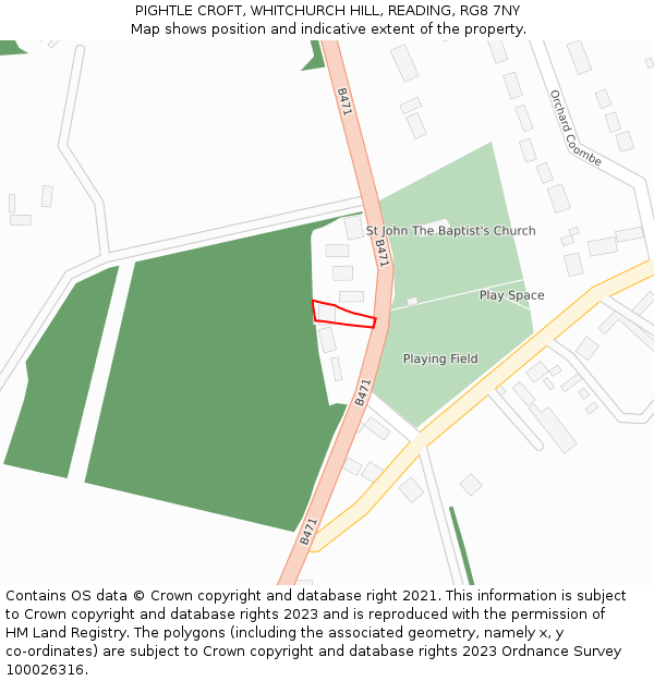 PIGHTLE CROFT, WHITCHURCH HILL, READING, RG8 7NY: Location map and indicative extent of plot