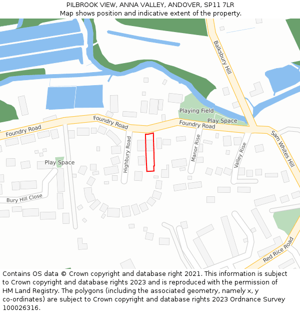 PILBROOK VIEW, ANNA VALLEY, ANDOVER, SP11 7LR: Location map and indicative extent of plot