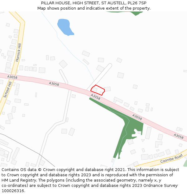 PILLAR HOUSE, HIGH STREET, ST AUSTELL, PL26 7SP: Location map and indicative extent of plot