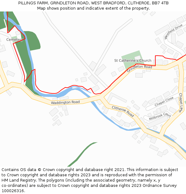PILLINGS FARM, GRINDLETON ROAD, WEST BRADFORD, CLITHEROE, BB7 4TB: Location map and indicative extent of plot