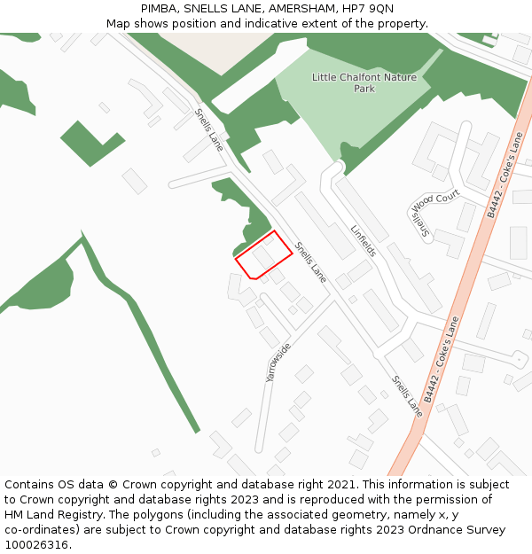 PIMBA, SNELLS LANE, AMERSHAM, HP7 9QN: Location map and indicative extent of plot