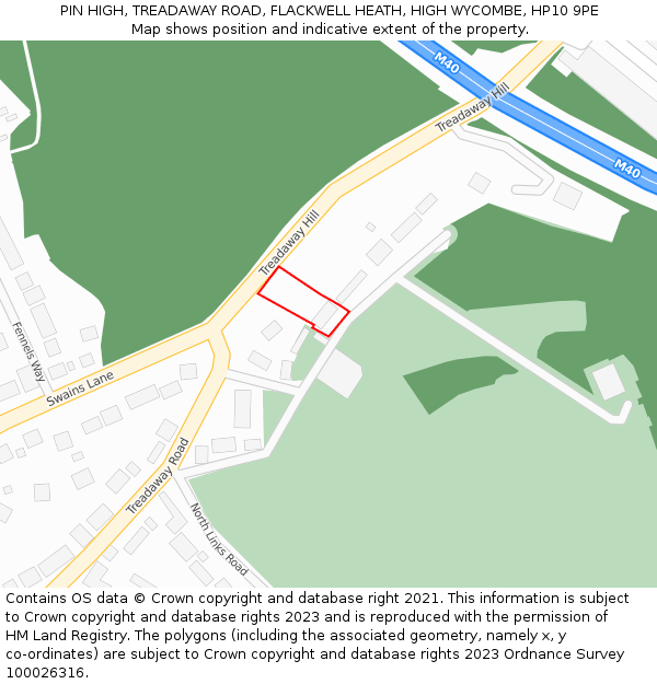 PIN HIGH, TREADAWAY ROAD, FLACKWELL HEATH, HIGH WYCOMBE, HP10 9PE: Location map and indicative extent of plot