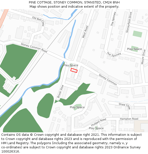 PINE COTTAGE, STONEY COMMON, STANSTED, CM24 8NH: Location map and indicative extent of plot