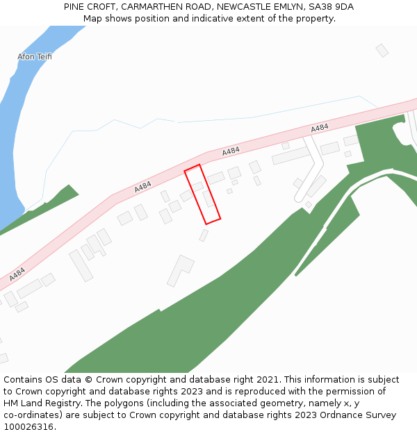 PINE CROFT, CARMARTHEN ROAD, NEWCASTLE EMLYN, SA38 9DA: Location map and indicative extent of plot