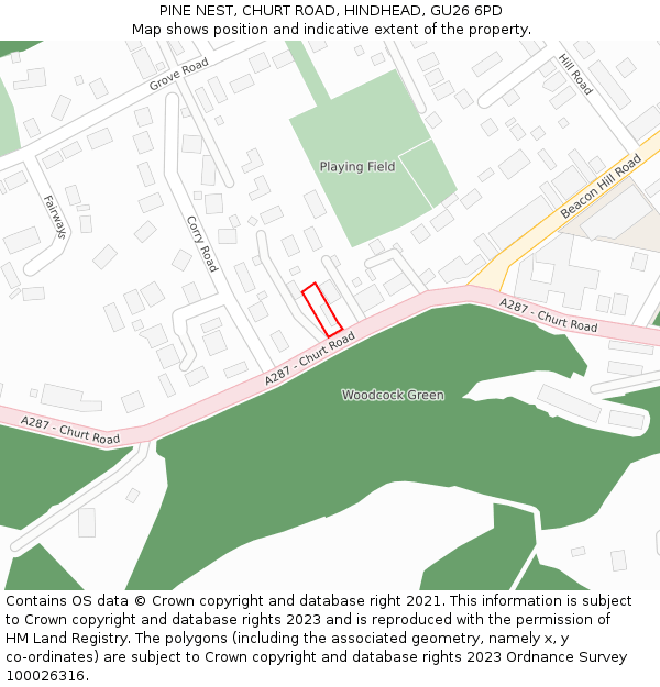 PINE NEST, CHURT ROAD, HINDHEAD, GU26 6PD: Location map and indicative extent of plot