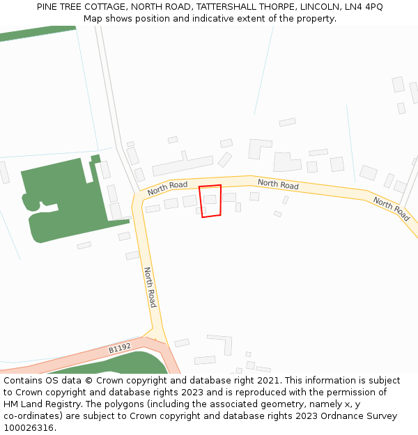 PINE TREE COTTAGE, NORTH ROAD, TATTERSHALL THORPE, LINCOLN, LN4 4PQ: Location map and indicative extent of plot