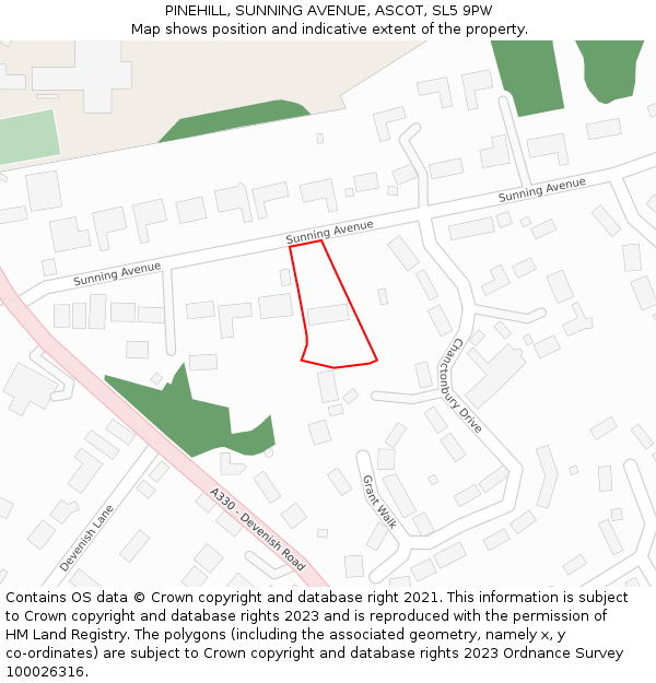 PINEHILL, SUNNING AVENUE, ASCOT, SL5 9PW: Location map and indicative extent of plot