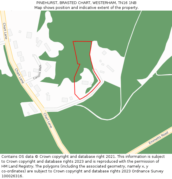 PINEHURST, BRASTED CHART, WESTERHAM, TN16 1NB: Location map and indicative extent of plot