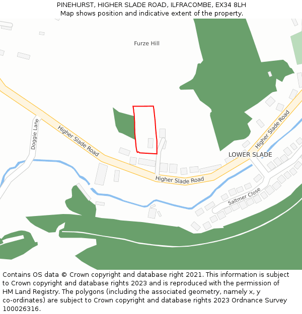 PINEHURST, HIGHER SLADE ROAD, ILFRACOMBE, EX34 8LH: Location map and indicative extent of plot