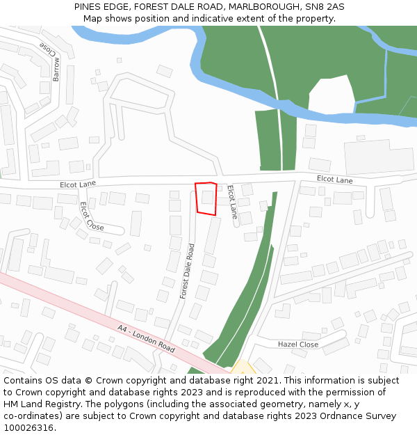 PINES EDGE, FOREST DALE ROAD, MARLBOROUGH, SN8 2AS: Location map and indicative extent of plot