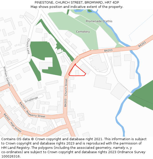 PINESTONE, CHURCH STREET, BROMYARD, HR7 4DP: Location map and indicative extent of plot