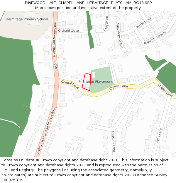 PINEWOOD HALT, CHAPEL LANE, HERMITAGE, THATCHAM, RG18 9RP: Location map and indicative extent of plot