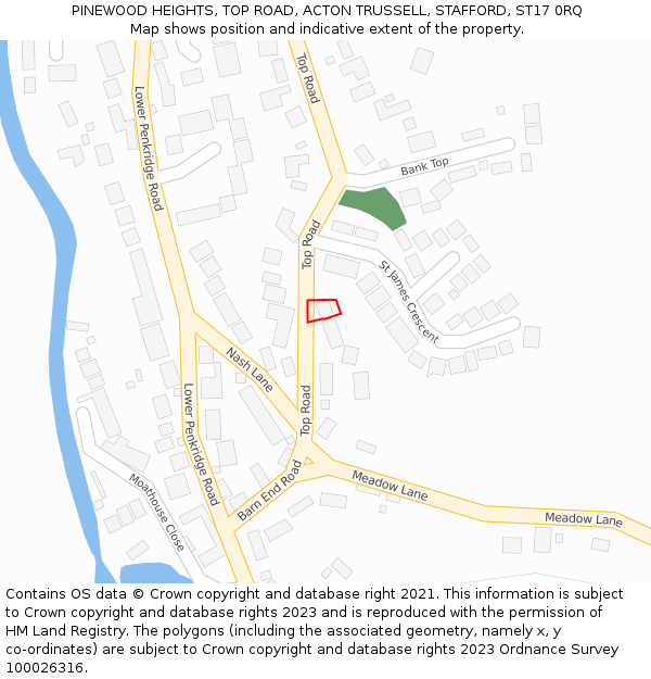 PINEWOOD HEIGHTS, TOP ROAD, ACTON TRUSSELL, STAFFORD, ST17 0RQ: Location map and indicative extent of plot