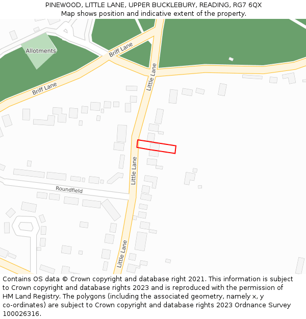 PINEWOOD, LITTLE LANE, UPPER BUCKLEBURY, READING, RG7 6QX: Location map and indicative extent of plot