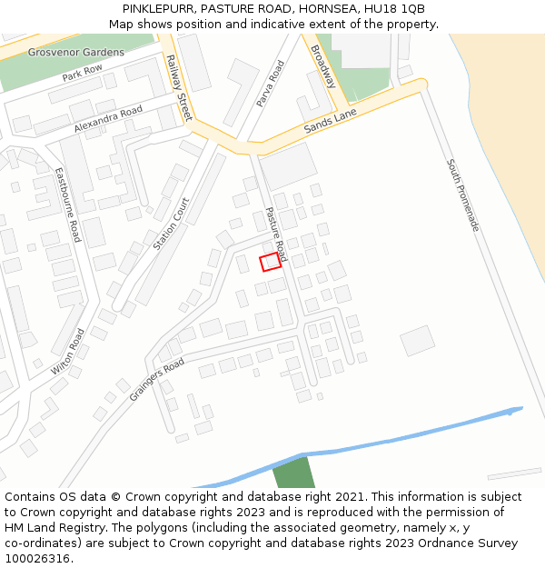 PINKLEPURR, PASTURE ROAD, HORNSEA, HU18 1QB: Location map and indicative extent of plot