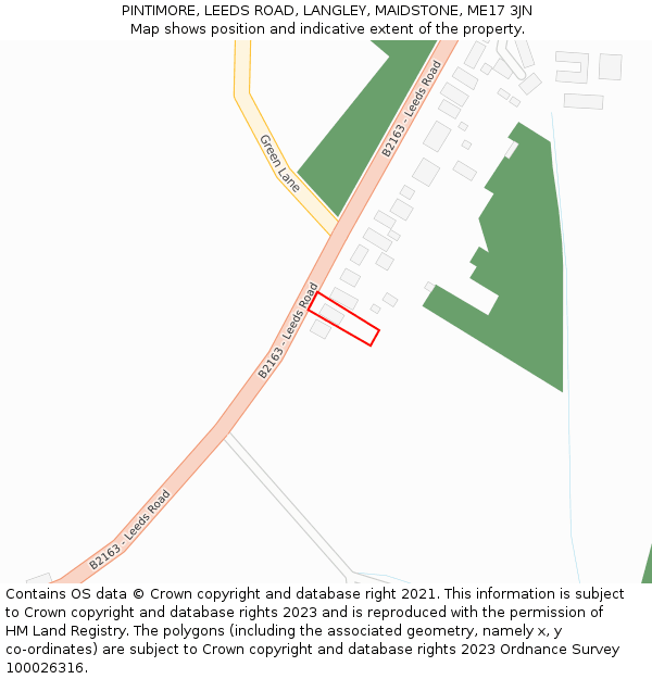 PINTIMORE, LEEDS ROAD, LANGLEY, MAIDSTONE, ME17 3JN: Location map and indicative extent of plot
