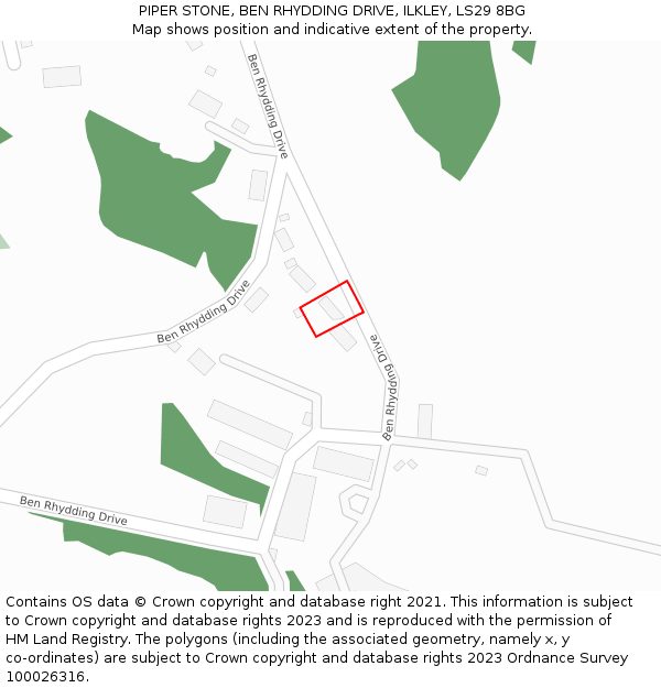 PIPER STONE, BEN RHYDDING DRIVE, ILKLEY, LS29 8BG: Location map and indicative extent of plot