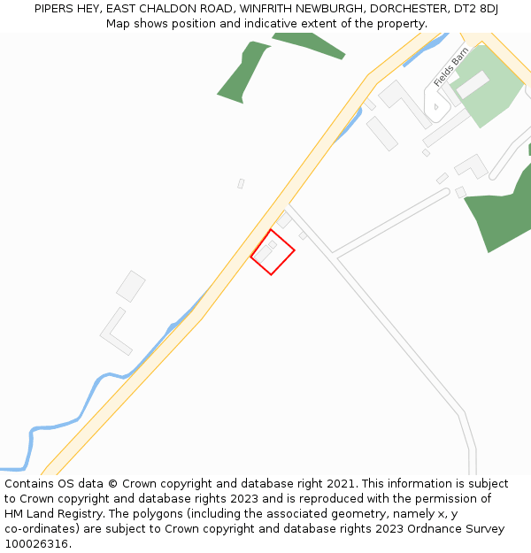 PIPERS HEY, EAST CHALDON ROAD, WINFRITH NEWBURGH, DORCHESTER, DT2 8DJ: Location map and indicative extent of plot