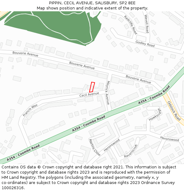 PIPPIN, CECIL AVENUE, SALISBURY, SP2 8EE: Location map and indicative extent of plot