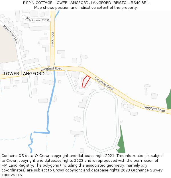 PIPPIN COTTAGE, LOWER LANGFORD, LANGFORD, BRISTOL, BS40 5BL: Location map and indicative extent of plot