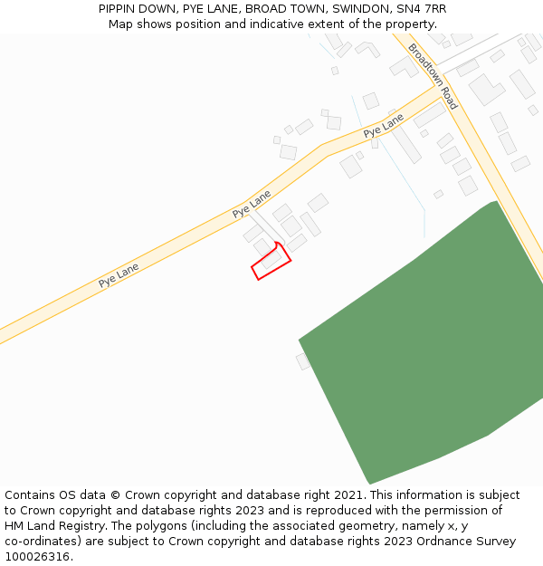 PIPPIN DOWN, PYE LANE, BROAD TOWN, SWINDON, SN4 7RR: Location map and indicative extent of plot