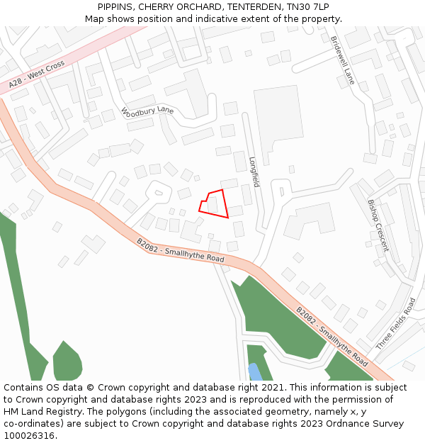 PIPPINS, CHERRY ORCHARD, TENTERDEN, TN30 7LP: Location map and indicative extent of plot