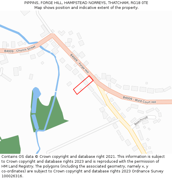 PIPPINS, FORGE HILL, HAMPSTEAD NORREYS, THATCHAM, RG18 0TE: Location map and indicative extent of plot