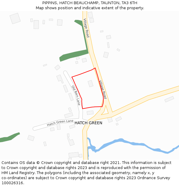 PIPPINS, HATCH BEAUCHAMP, TAUNTON, TA3 6TH: Location map and indicative extent of plot