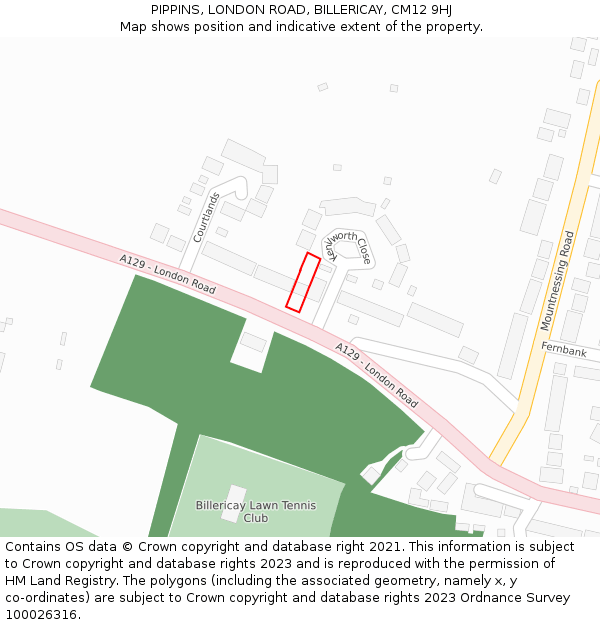 PIPPINS, LONDON ROAD, BILLERICAY, CM12 9HJ: Location map and indicative extent of plot