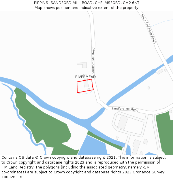 PIPPINS, SANDFORD MILL ROAD, CHELMSFORD, CM2 6NT: Location map and indicative extent of plot
