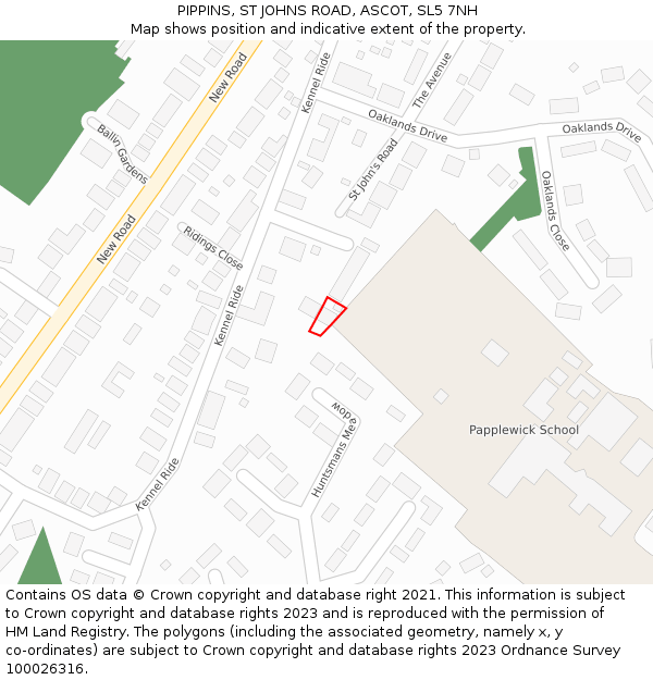 PIPPINS, ST JOHNS ROAD, ASCOT, SL5 7NH: Location map and indicative extent of plot