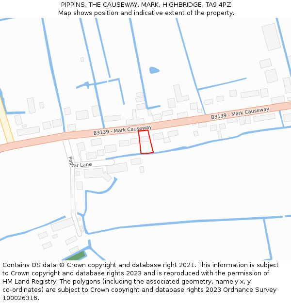 PIPPINS, THE CAUSEWAY, MARK, HIGHBRIDGE, TA9 4PZ: Location map and indicative extent of plot
